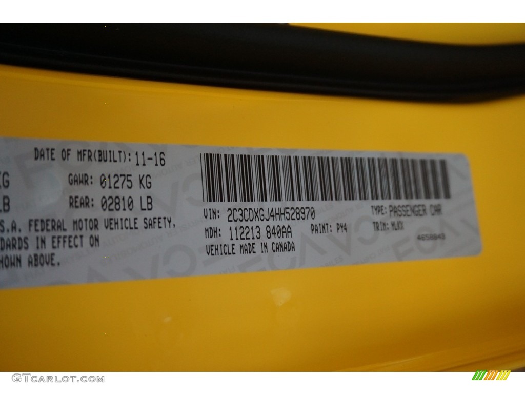 2017 Charger Color Code PY4 for Yellow Jacket Photo #117612537