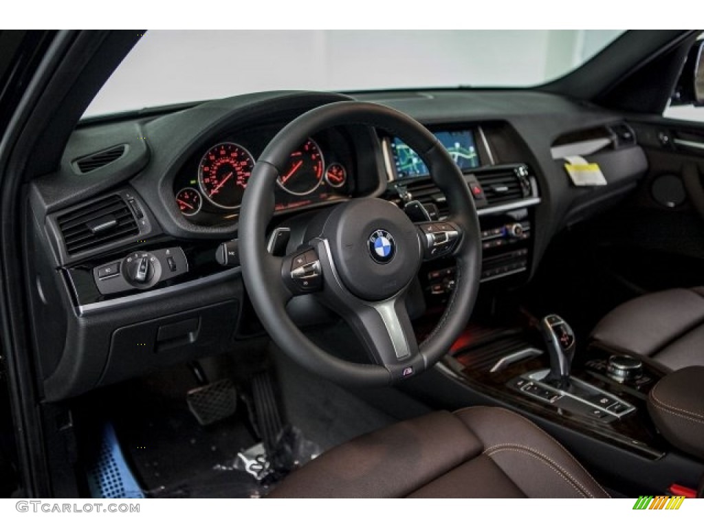 2017 BMW X3 sDrive28i Mocha w/Orange contrast stitching Dashboard Photo #117615102