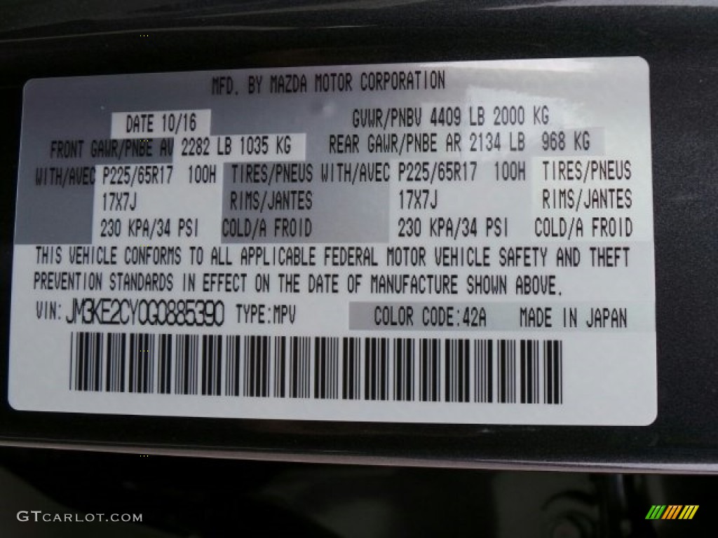 2016 CX-5 Touring - Meteor Gray Mica / Black photo #13