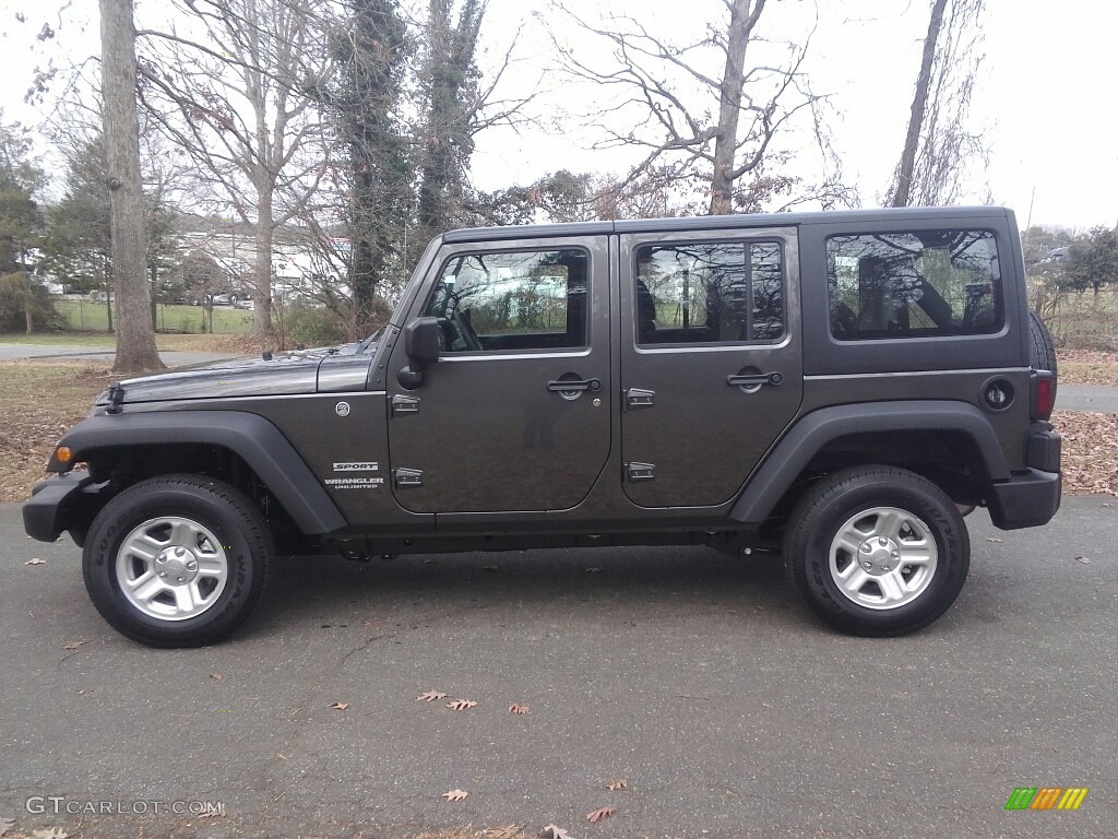 2017 Wrangler Unlimited Sport 4x4 - Granite Crystal Metallic / Black photo #1