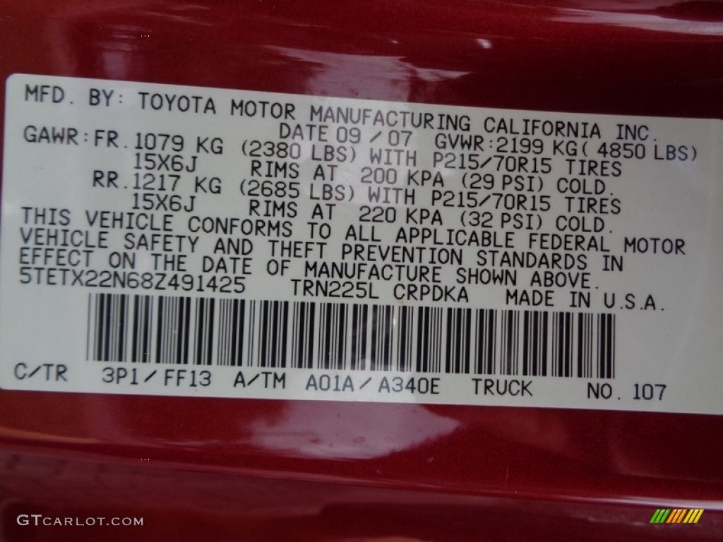 2008 Tacoma Access Cab - Impulse Red Pearl / Graphite Gray photo #66
