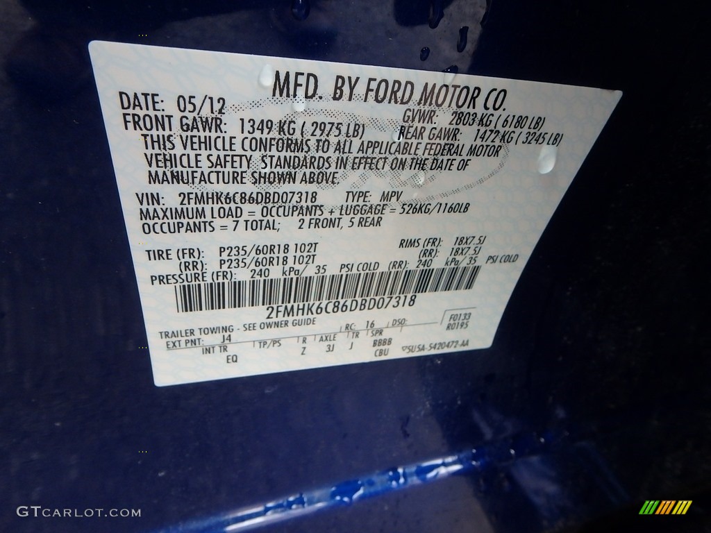 2013 Flex SEL AWD - Deep Impact Blue Metallic / Dune photo #24