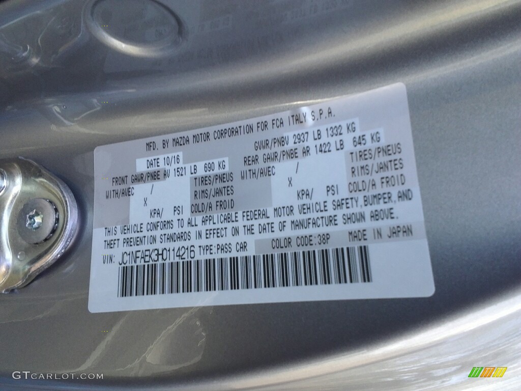 2017 124 Spider Color Code 38P for Grigio Argento Aluminum Photo #117686682