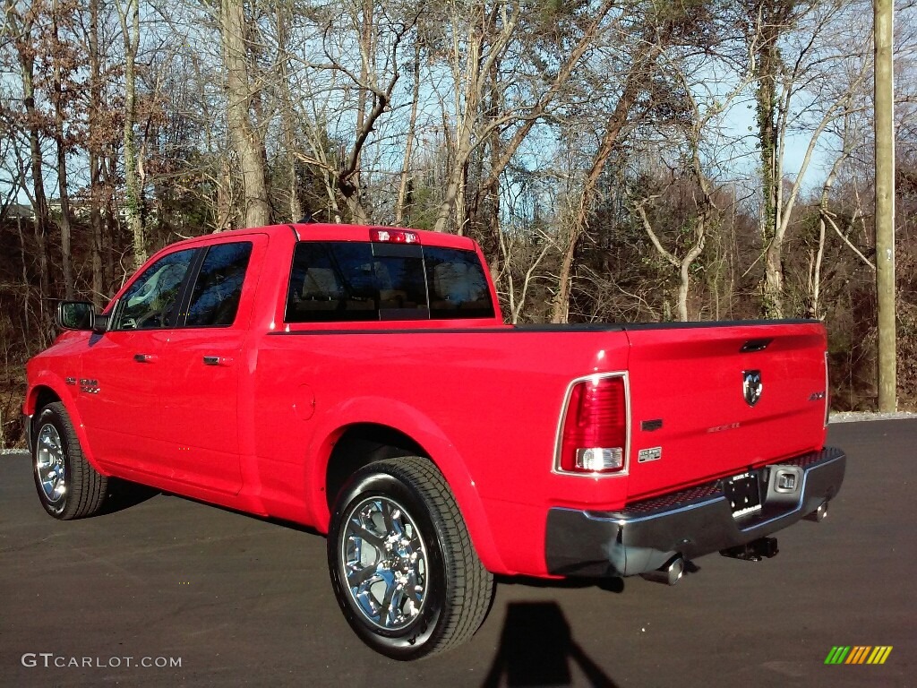 2017 1500 Laramie Quad Cab 4x4 - Flame Red / Canyon Brown/Light Frost Beige photo #8