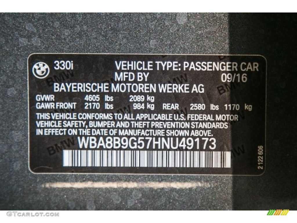 2017 3 Series 330i Sedan - Mineral Grey Metallic / Black photo #10