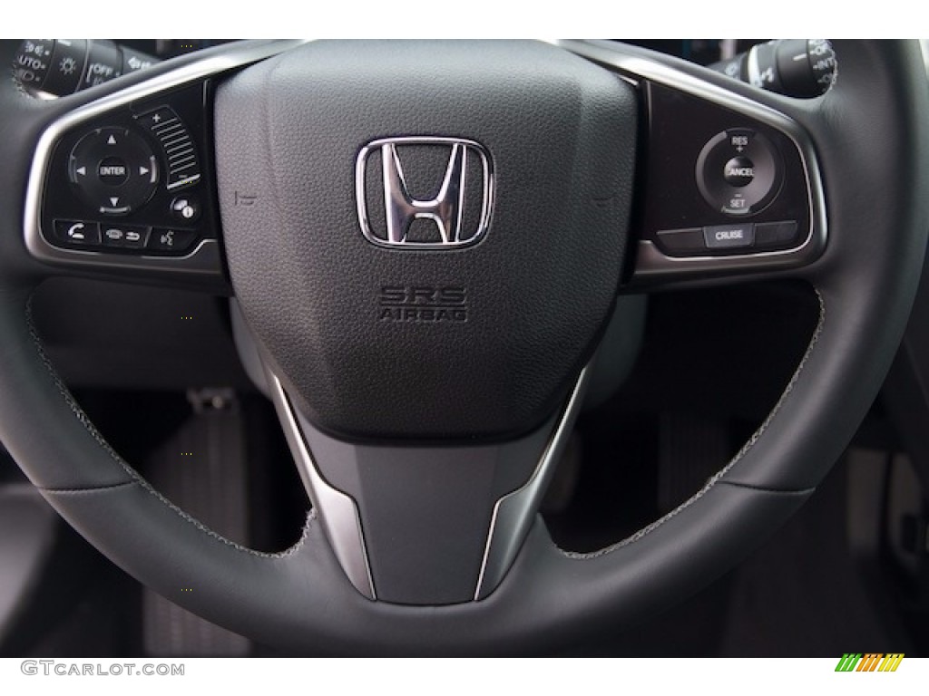 2017 Honda Civic EX-L Navi Hatchback Black Steering Wheel Photo #117723899