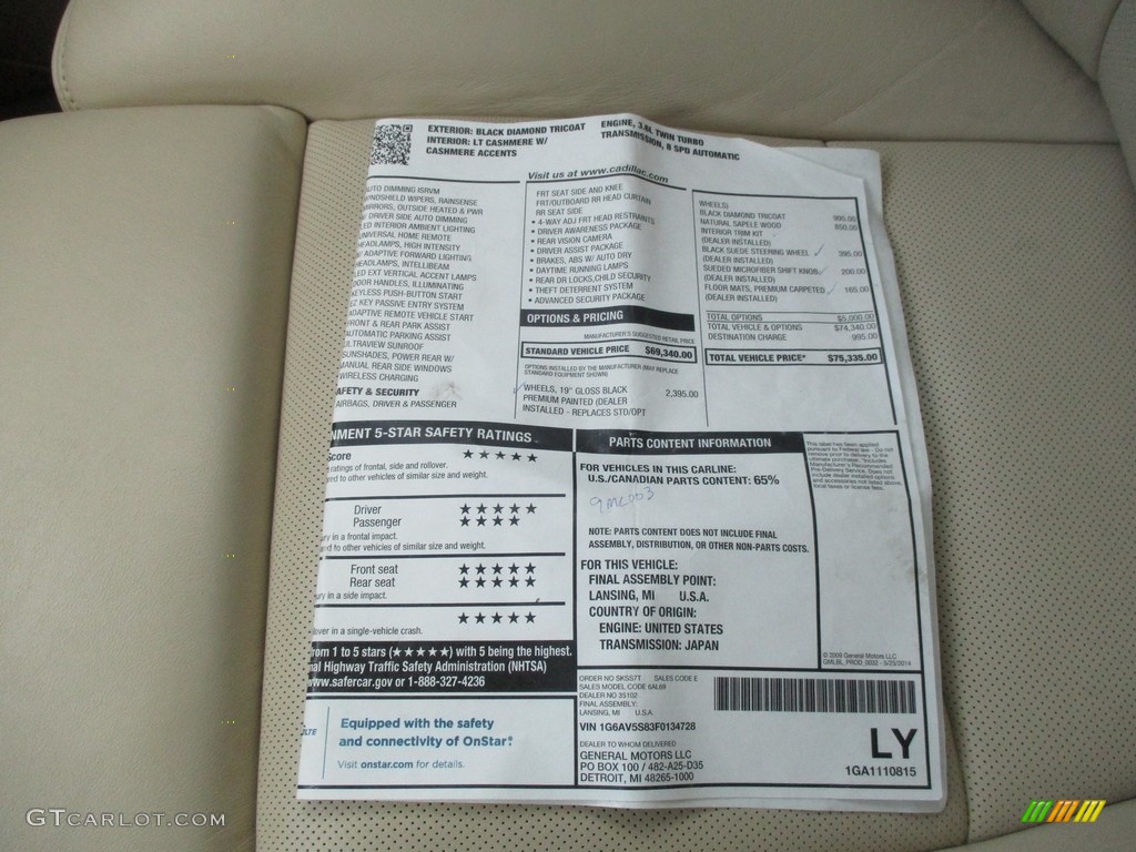 2015 CTS Vsport Premium Sedan - Black Diamond Tricoat / Light Cashmere/Medium Cashmere photo #52