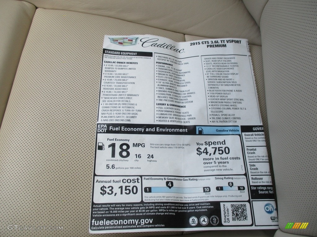 2015 CTS Vsport Premium Sedan - Black Diamond Tricoat / Light Cashmere/Medium Cashmere photo #53