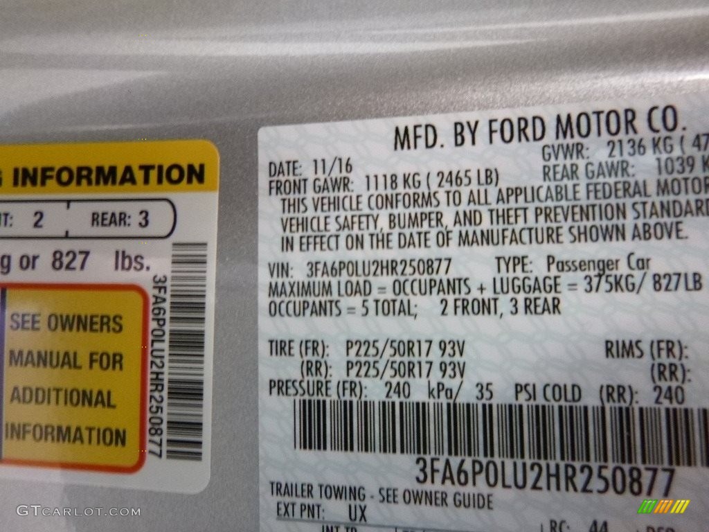 2017 Fusion Color Code UX for Ingot Silver Photo #117728870