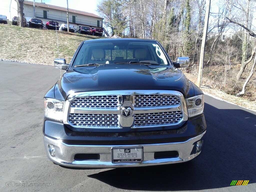 2017 1500 Laramie Quad Cab 4x4 - Brilliant Black Crystal Pearl / Canyon Brown/Light Frost Beige photo #3