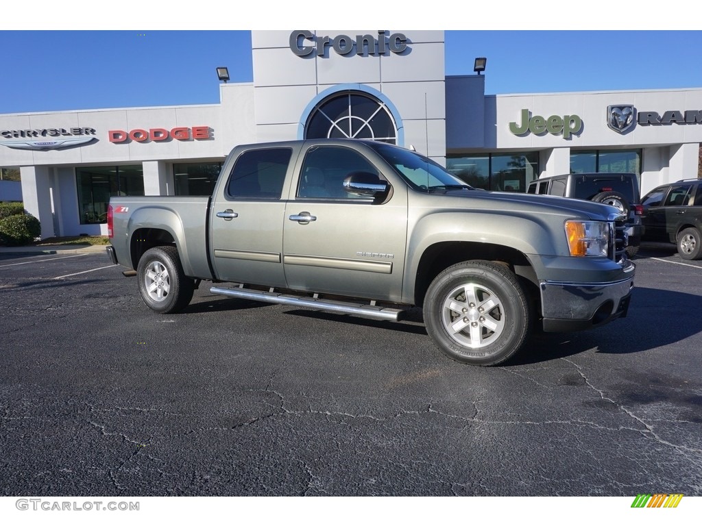 2011 Sierra 1500 SLE Crew Cab - Gray Green Metallic / Dark Titanium/Light Titanium photo #1