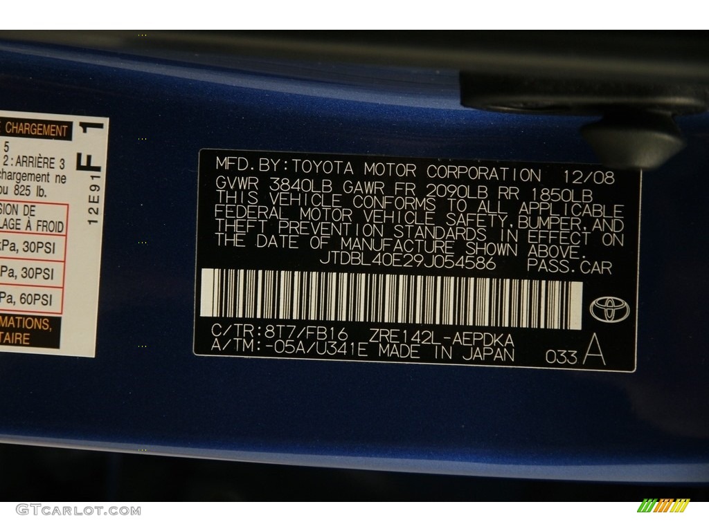 2009 Corolla LE - Blue Streak Metallic / Ash photo #15