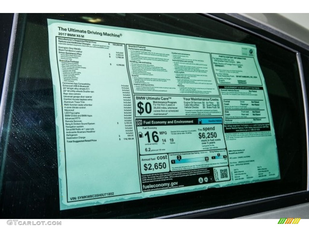 2017 BMW X6 M Standard X6 M Model Window Sticker Photo #117756621