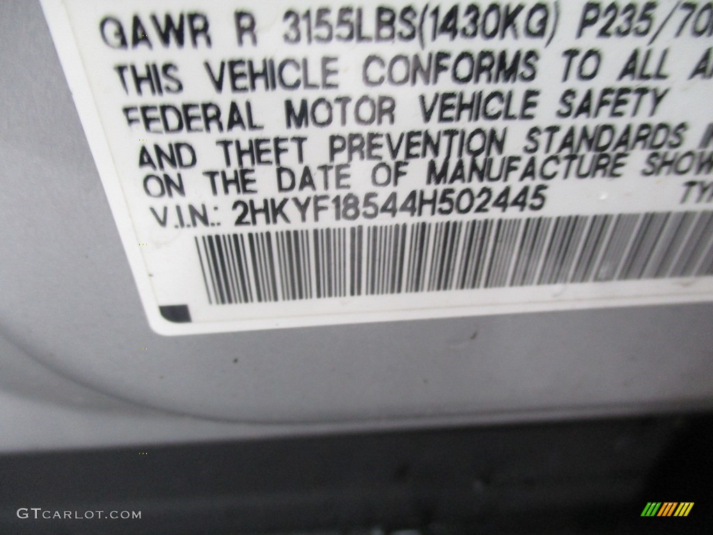 2004 Pilot EX-L 4WD - Starlight Silver Metallic / Gray photo #19