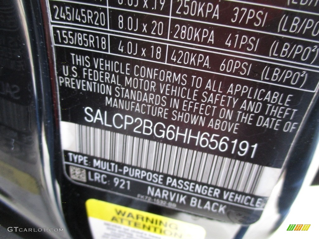 2017 Discovery Sport Color Code 921 for Narvik Black Photo #117765662