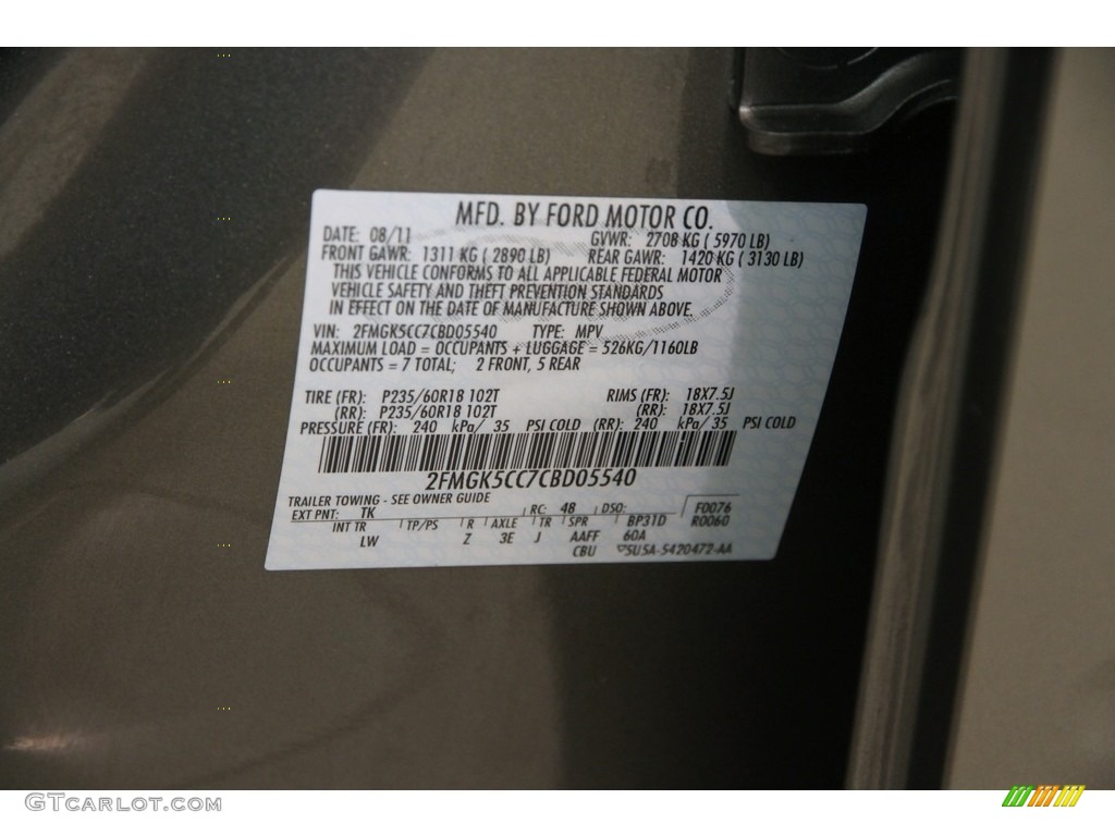 2012 Flex SEL - Mineral Gray Metallic / Charcoal Black photo #17