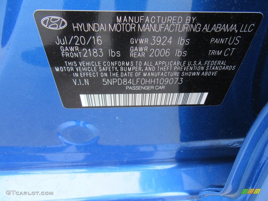 2017 Elantra Limited - Electric Blue / Black photo #34