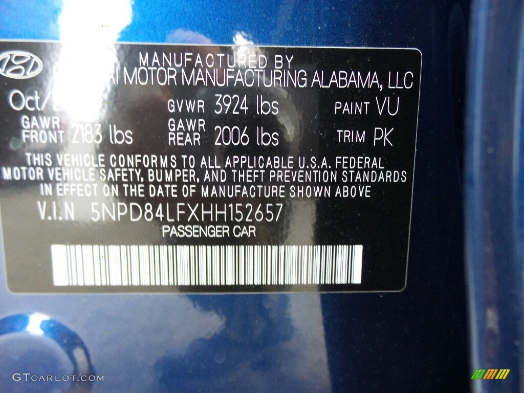 2017 Hyundai Elantra SE Color Code Photos