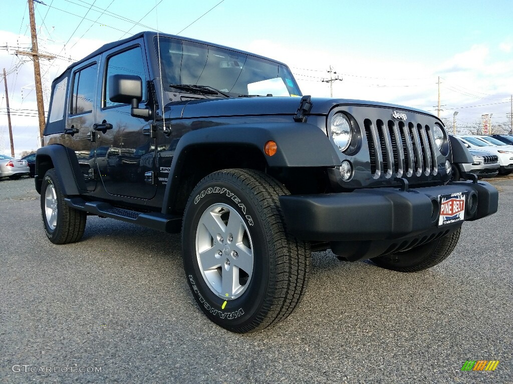 2017 Wrangler Unlimited Sport 4x4 - Granite Crystal Metallic / Black photo #1