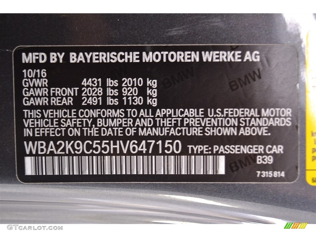 2017 2 Series Color Code B39 for Mineral Grey Metallic Photo #117817737