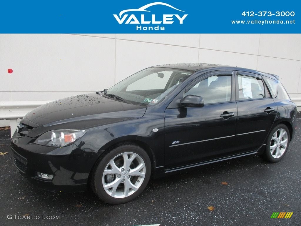 2008 MAZDA3 s Grand Touring Hatchback - Black Mica / Black photo #1