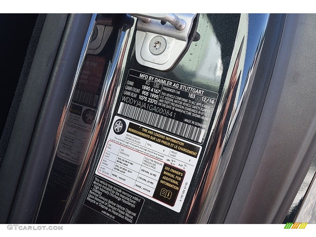 2016 AMG GT S Color Code 183 for Magnetite Black Metallic Photo #117845206
