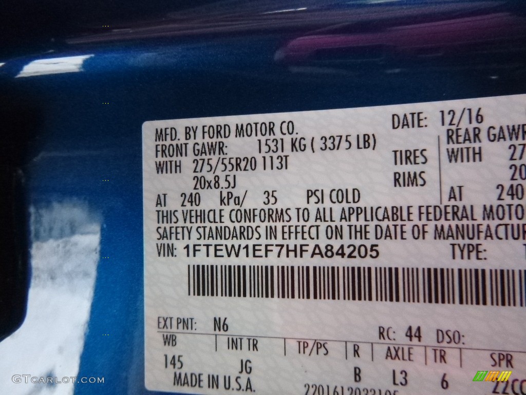 2017 F150 XLT SuperCrew 4x4 - Lightning Blue / Black photo #15