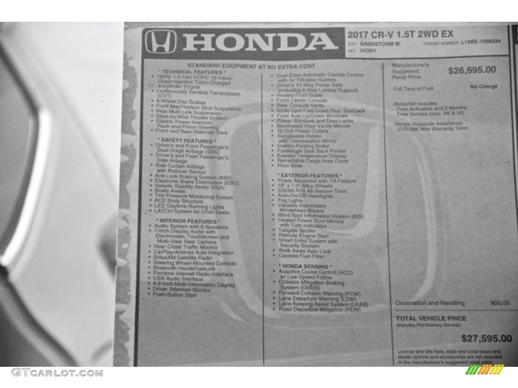 2017 Honda CR-V EX Window Sticker Photo #117862728