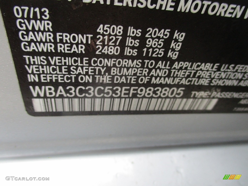 2014 3 Series 320i xDrive Sedan - Glacier Silver Metallic / Black photo #19