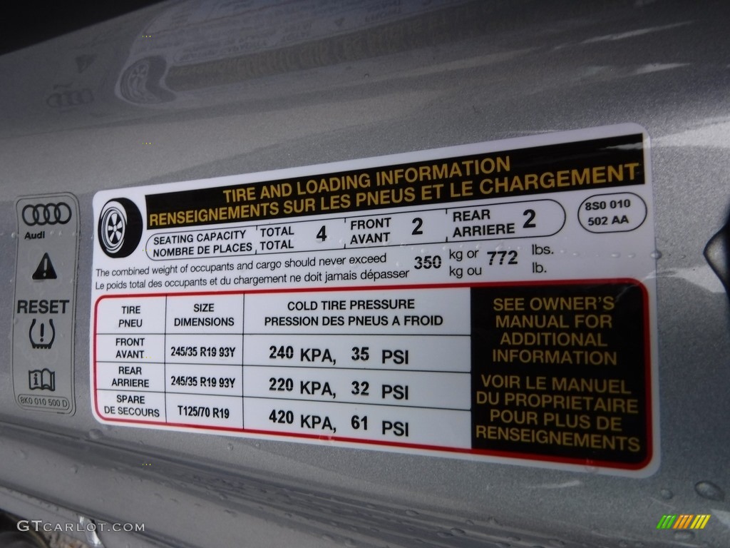 2017 Audi TT 2.0 TFSI quattro Coupe Info Tag Photo #117880933