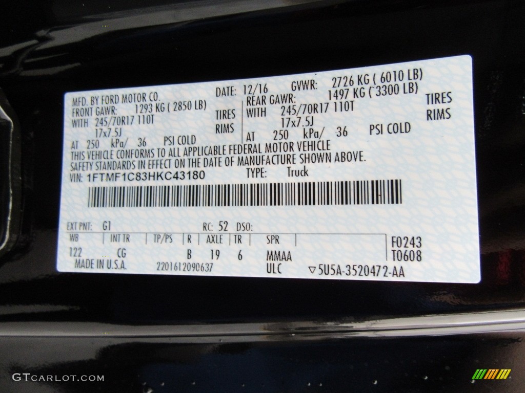 2017 F150 XL Regular Cab - Shadow Black / Earth Gray photo #30