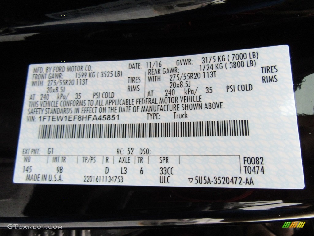 2017 F150 Platinum SuperCrew 4x4 - Shadow Black / Black photo #37