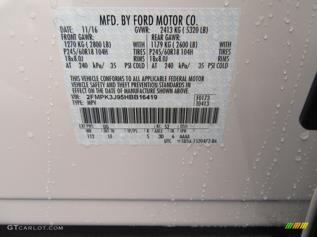 2017 Edge Color Code UG for White Platinum Metallic Photo #117889781