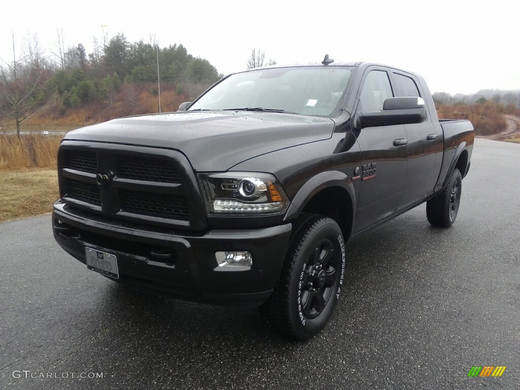 2017 3500 Laramie Mega Cab 4x4 - Brilliant Black Crystal Pearl / Black photo #2