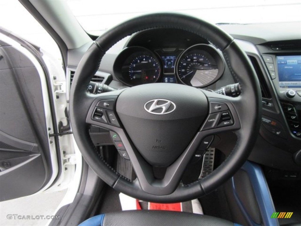 2013 Veloster Turbo - Elite White Pearl / Blue photo #36