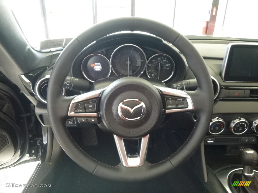 2017 Mazda MX-5 Miata RF Grand Touring Black/Red Stitching Steering Wheel Photo #117918391