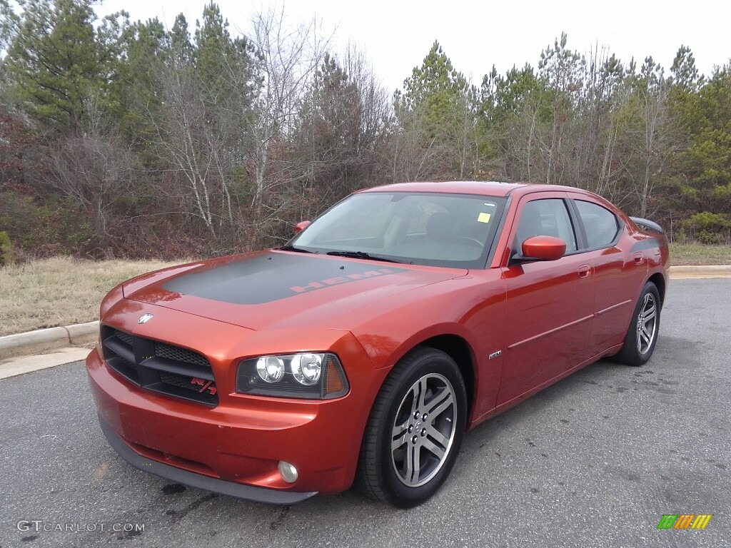 2006 Charger R/T - Go Mango! Orange / Dark Slate Gray/Light Graystone photo #2