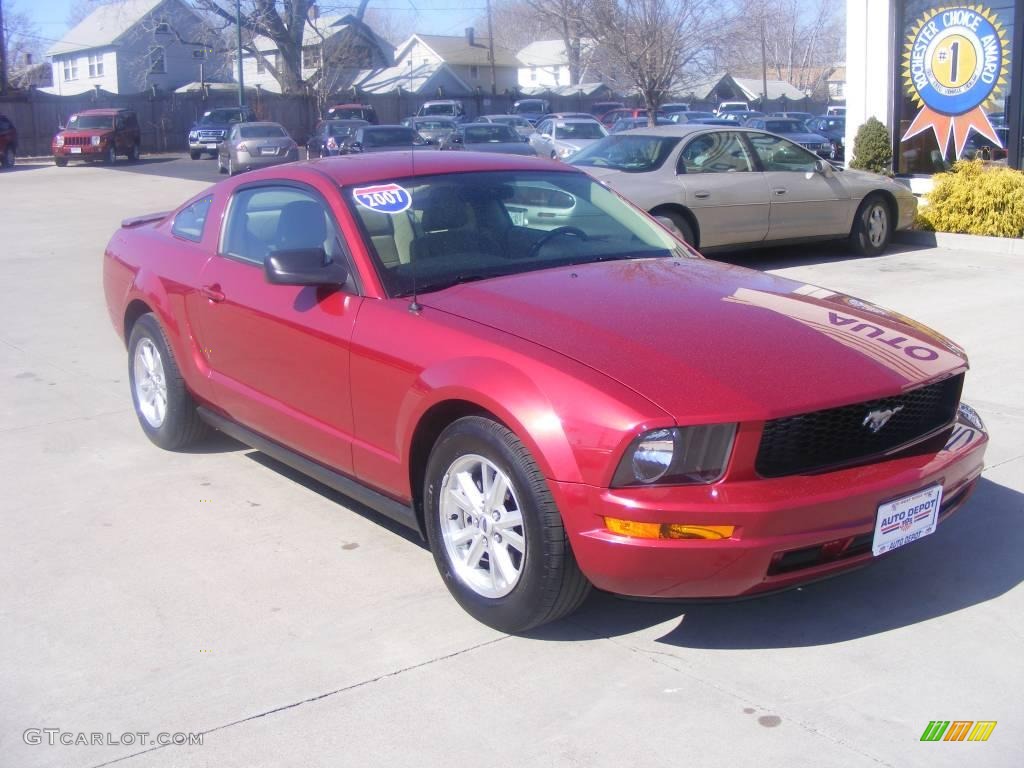 2007 Mustang V6 Deluxe Coupe - Redfire Metallic / Medium Parchment photo #2