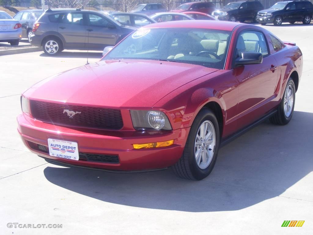 2007 Mustang V6 Deluxe Coupe - Redfire Metallic / Medium Parchment photo #4