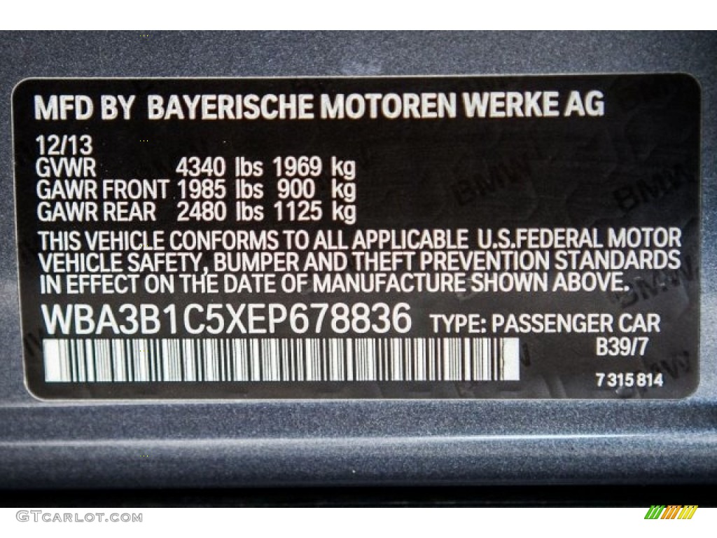 2014 3 Series 320i Sedan - Mineral Grey Metallic / Black photo #21