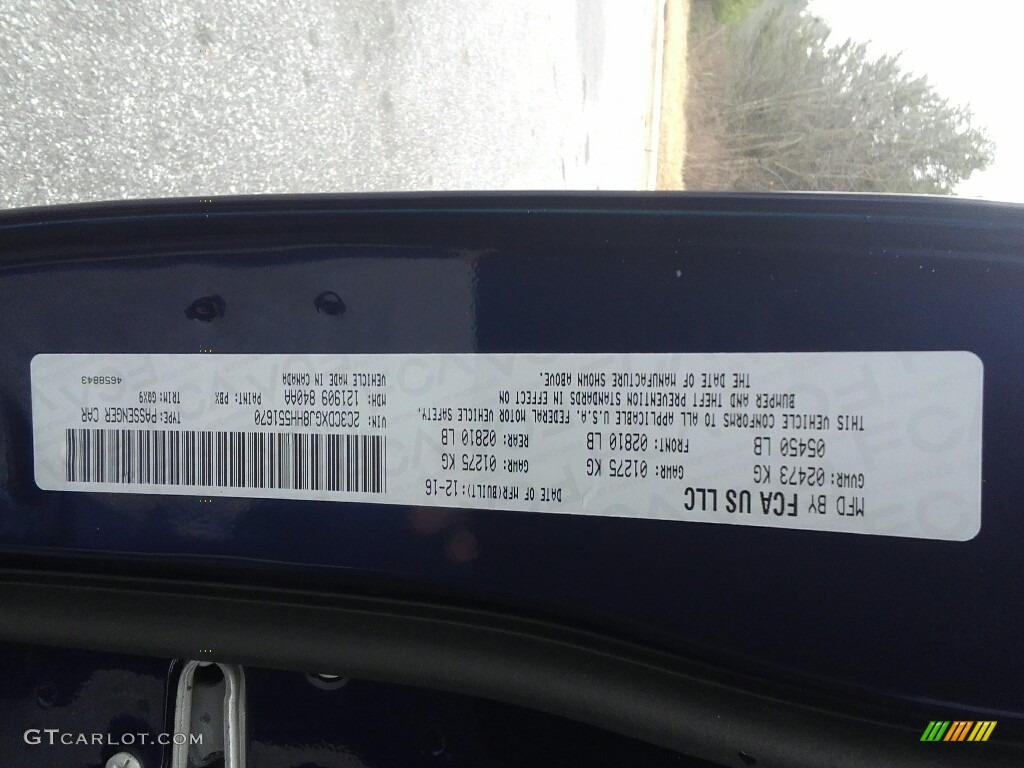 2017 Charger Color Code PBX for Contusion Blue Photo #117943862