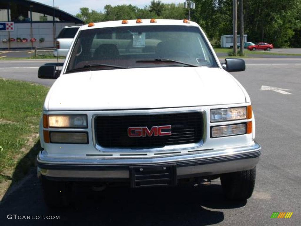 1998 Sierra 3500 SLE Crew Cab 4x4 - Olympic White / Red photo #3