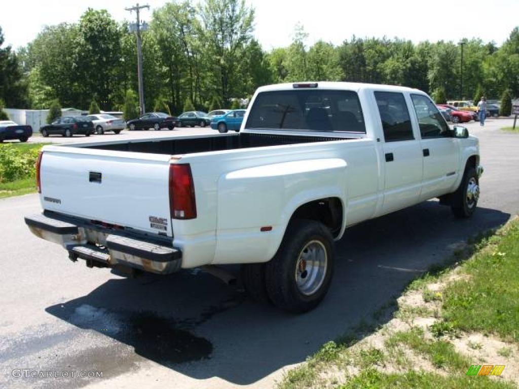 1998 Sierra 3500 SLE Crew Cab 4x4 - Olympic White / Red photo #4