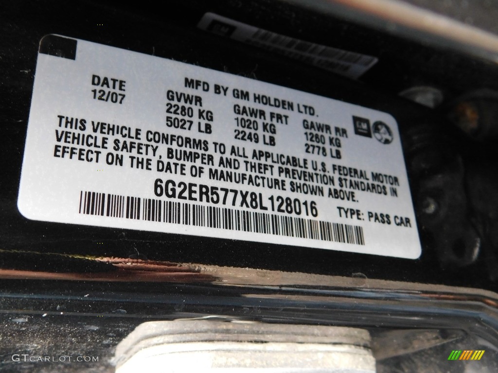 2008 G8  - Panther Black Metallic / Onyx photo #12