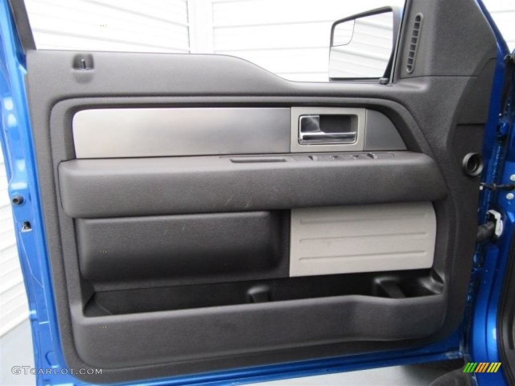 2012 Ford F150 SVT Raptor SuperCab 4x4 Raptor Black Leather/Cloth Door Panel Photo #117948230