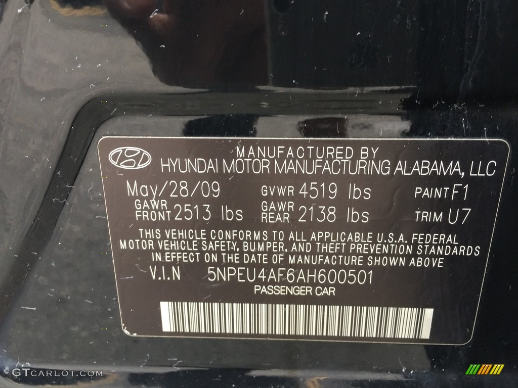 2010 Sonata SE V6 - Ebony Black / Gray photo #30