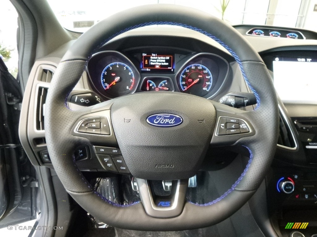 2017 Ford Focus RS Hatch Charcoal Black Recaro Leather Steering Wheel Photo #117949730