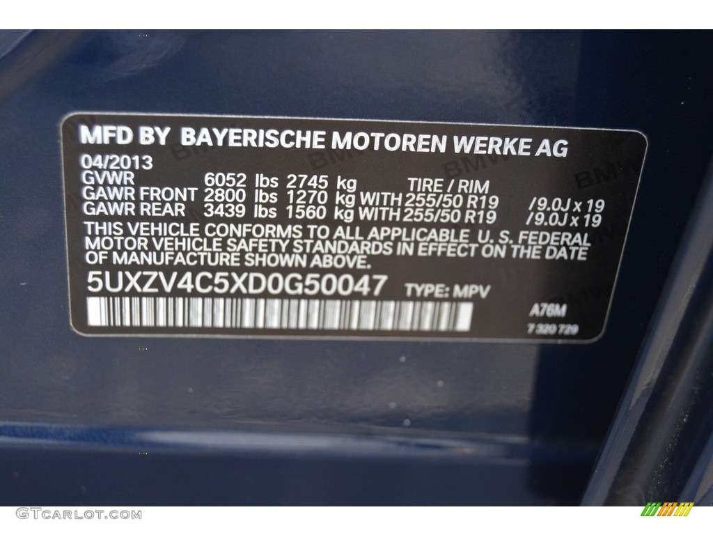 2013 X5 xDrive 35i Premium - Deep Sea Blue Metallic / Black photo #35