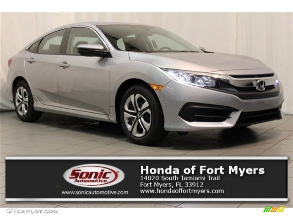 2017 Civic LX Sedan - Lunar Silver Metallic / Black photo #1