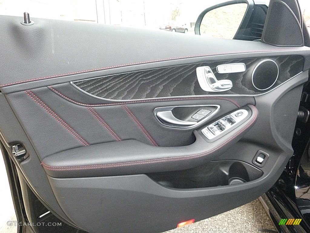 2016 Mercedes-Benz C 450 AMG Sedan Black w/Red Accent Door Panel Photo #117986142